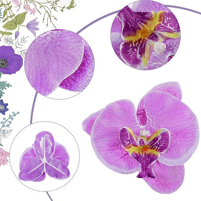 40 Pieces Orchid Petals Artificial Decorations Wedding Party Orchids Heads Flowers Faux Silk Phalaenopsis Butterfly Flower Heads for DIY Craft Home (Light Purple)