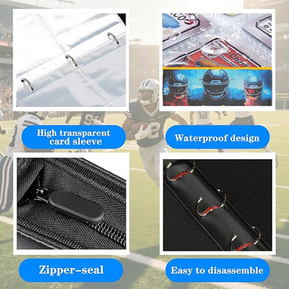 Trading Card Binder 9 Pocket, Pockets Football Card Binder, Premium Double Sided Pocket PU Cover Card Collection Binder for 900 Cards, Card Album for YuGiOh, MTG, TCG, Game Cards & Sports Cards