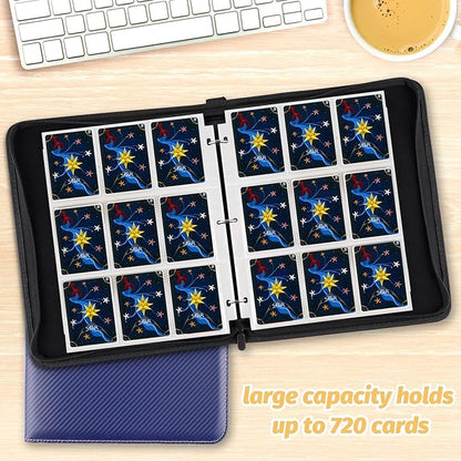 Trading Card Binder, Premium 9 Pocket Card Binder, 720 Double Sided Pocket PU Collection Binder, Collector Album, Card Holder for MTG, TCG, Sports Cards (Black)