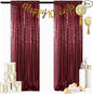 ShinyBeauty Glitter Burgundy Backdrop Curtains 2 Panels 4Ftx7Ft Sequin Curtain Photobooth Backdrops,Wine Wedding,Party,Birthday Wall Background