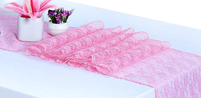MDS Pack of 12 Wedding 12 x 108 inches Satin Table Runner for Wedding, Decorations for Birthday Parties, Banquets, Graduations, Engagements, Runners fit Rectangle, Round Table- Pink
