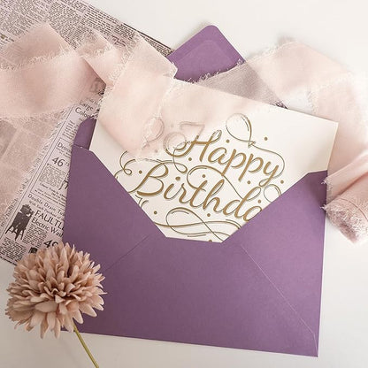 50 Pack 4x6 Envelopes Letter Size, Purple A4 Envelopes Self Seal for Wedding Invitation, Envelope 4.3x6.3 for Greeting Cards, Photos, Baby Shower, Graduation, Thank You Cards, Announcements