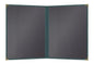 Goodsmart Pajco Style Restaurant Menu Covers – Pack of 10, Side-Loading Menu Holders, Single Stitched Edge, Clear Vinyl Menu Sleeves, Leatherette Trim, Gold Corners, Green, 2 View (8.5" x 11")