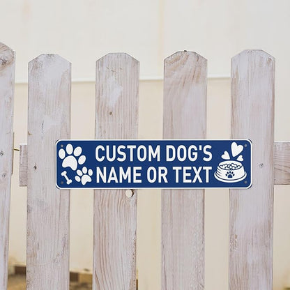 Custom Vintage Metal Sign Personalized Pet's Home Sign with Pet Name Paw Print Text Logo Rust Free Fade Resistant Home Outdoor Wall Signs