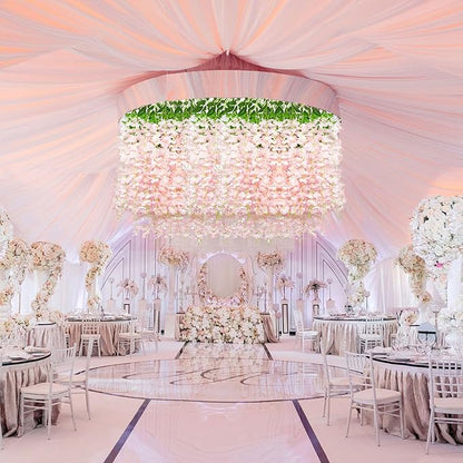 36 Pack Light Pink Wisteria Hanging Flowers, 3.44 Ft Fake Hanging Flowers, Artificial Wisteria Garland Vines for Wedding Room Backdrop Outdoor Patio Garden Decoration