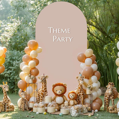6.6FT Nude Arch Backdrop Cover - Polyester Fitted Wedding Arch Stand Covers Round Top Chiara Arch Backdrop Cover for Birthday Party Banquet Photo Background Decoration