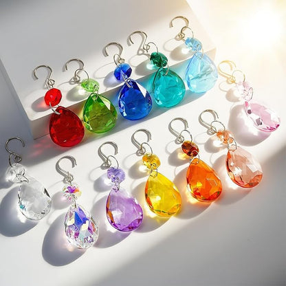 H&D HYALINE & DORA 3Inch Crystal Suncatcher Bauhinia Prisms Pendants 10Pcs Chandelier Crystals Replacement Hanging Sun Catcher Beads for DIY Arts Crafts Decor (Purple)