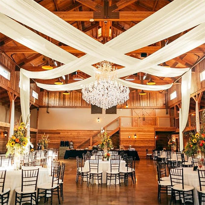 6 Panels Ivory Ceiling Drapes for Wedding 5ftx40ft Ceiling-Drapes Wedding Arch Draping Fabric Cheesecloth Sheer Curtain Romantic Decorations for Party Banquet Ceremony Stage