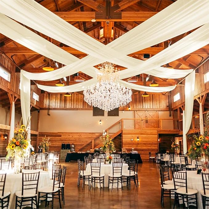 Ivory Ceiling Drapes for Wedding - 5ftx30ft Drapes for Wedding Arch - Sheer Cheesecloth Fabric - Romantic Decorations for Party Banquet Ceremony Stage