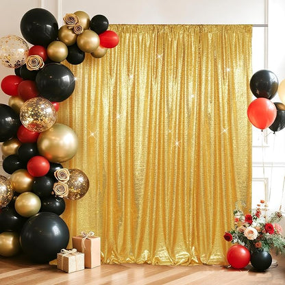 SquarePie Sequin Backdrop Curtain Less See Through Background for Wedding Party 6FT x 6FT Gold