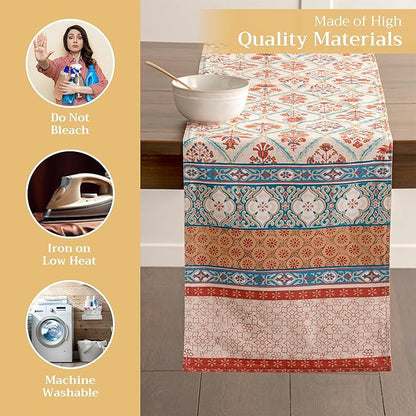 Maison d' Hermine Table Runner 100% Cotton Double Layer Table Runners 72 inches Long for Thanksgiving Christmas Decorations Home Kitchen Dining Party Wedding (Romane, 14.5" x 72")