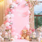 6.6FT Pink Arch Backdrop Cover - Polyester Fitted Wedding Arch Stand Covers Round Top Chiara Arch Backdrop Cover for Birthday Party Banquet Photo Background Decoration