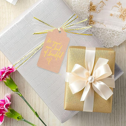 SallyFashion 300pcs Gift Tags with String Attached, 1.7 x 2.8 inch Kraft Paper Hang Tags for Clothes DIY Crafts Wedding Holiday (Brown)