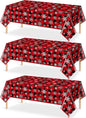 3 Pieces Red and Black Buffalo Plaid Merry Christmas Party Tablecloth Decorations,Plastic White Snowflake Buffalo Plaid Sign Table Cover for Winter Christmas Holiday Party Supplies,54x108 inch