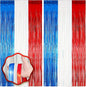 2 Pack Red White and Blue Foil Fringe Backdrop Curtains, Tinsel Streamers Party Decorations, Fringe Backdrop for Patriotic, Memorial Day, 4th of July, Independence Day