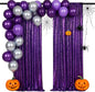 Purple Halloween Backdrop - Sequin Backdrop 2 Pieces 3x8FT Purple Glitter Drapes Fabric for Photography Wedding