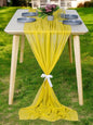MDS 2 Pack 14ft Chiffon Table Runner 29 x 170 Inches Sheer Wedding Runner Romantic Rustic Table Runner for Wedding Decorations, Birthday Parties, Bridal Shower Party Arch Decor - Yellow