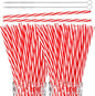 Vesici 9 Inch Plastic Striped Straws Reusable with Cleaning Brush Red Striped Hard Drinking Straws for Christmas Party Decoration Supplies(Red and White,102 Pcs)