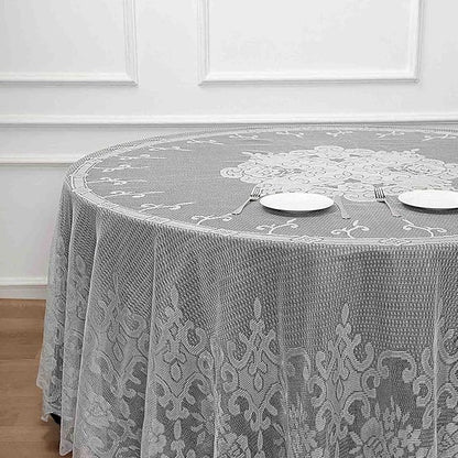 Tableclothsfactory 120" Ivory Premium Lace Round Tablecloth for Banquet Party Wedding Event Home Decor