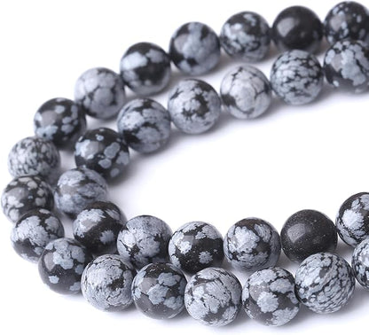 Snowflake Stone Beads for Jewelry Making DIY Craft Gemstone Beads Kit (8mm, 45pcs) Smooth Healing Crystal Beads for Bracelets, Necklaces, Home Decor