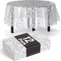 Exquisite Lace Table Cloth Round Table Plastic 12-Pack Lace Tablecloth Round 84" | White Floral Tablecloth Disposable | Wild Flower Party Decorations & Party Supplies