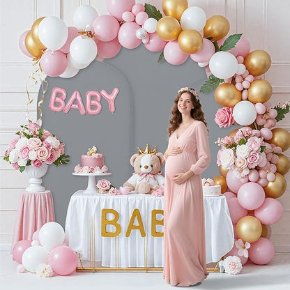 Wedding Arch Covers Arch Backdrop Cover Arch Stand Covers 7.2FT 6.6FT 6FT Set of 3 Arch Cover Spandex Fabric Stretchy Backdrop for Wedding Birthday Party Decoration Baby Shower (Smoky Grey)