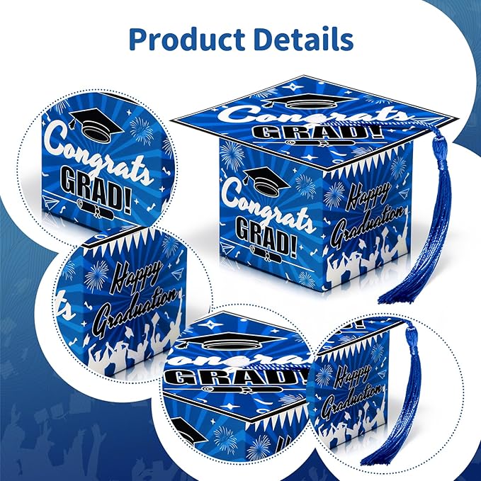 COTOPHER 36 Pack Mini Graduation Cap Gift Boxes, Class of 2025 Graduation Candy Boxes with Tassel, Small Treat Chocolate Box Centerpieces for Tables Party Decorations Graduate Favors Supplies
