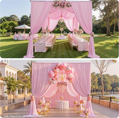 PartyVillage 10ft×15ft Baby Pink Backdrop Curtain for Wedding Parties, 2 Panels Wrinkle Free 15 FT Long Polyester Photo Backdrop Drapes Back Drop Cloth for Birthday Photography Background