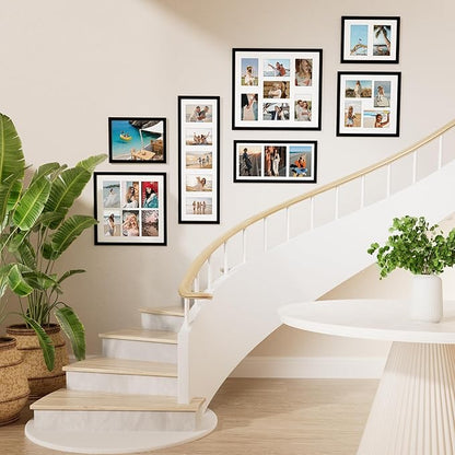 Vittanly 8.5x11 Collage Picture Frame, Displays 2Pcs 5x7 Pictures with Mat, Picture Frames Collage Wall Decor for Horizontal or Vertical Display, Black, 1 Pack