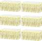 6 Pack 29x108 Inch Metallic Foil Fringe Tinsel Table Skirts Banner for Rectangle Tables Streamer Garland Backdrop for Wedding, Birthday, Parade Floats, Christmas Party Decoration(Light Gold)