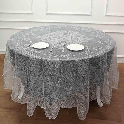 Tableclothsfactory 90" Ivory Premium Lace Round Tablecloth for Banquet Party Wedding Event Home Decor