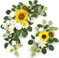 Wedding Decor (Pack of 2) Welcome Sign Flower Backdrop Garland for Ceremony Reception Wall Easel Home Decoration Entryway Faux Outdoor Board Head Table Decor (Sunflower)