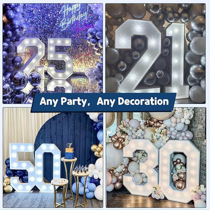 Marquee Numbers 3 Feet Tall Big Light Up Numbers 4 Year Old 14th 40th Birthday Decorations Girl Boy Women Men White Anniversary Party Decor Large Cardboard Prop Backdrop Sign 4