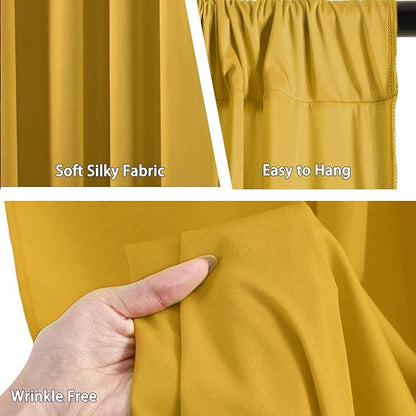 10 x 7 Feet Gold Backdrop Curtain for Partie, Background Curtains for Photoshoot, Birthday, Wedding, Halloween, Thanksgiving, Christmas Day, New Year Party Decorations 5Ft x 7Ft, 2 Panels