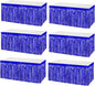 6 Pack 29x108 Inch Metallic Foil Fringe Tinsel Table Skirts Banner for Rectangle Tables Streamer Garland Curtains Backdrop for Wedding, Birthday, Parade Floats, Christmas Party Decoration(Blue)