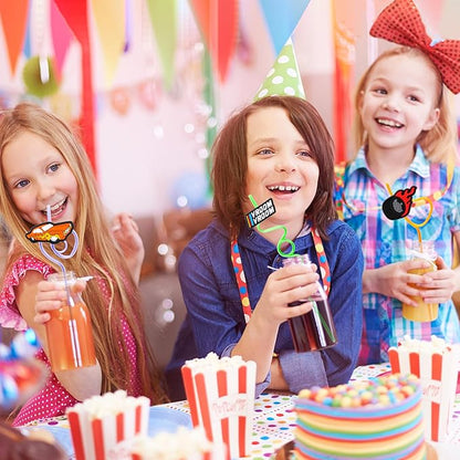 24 PCS Race Car Drinking Crazy Straws for Kids Racing Pit Crew Checkered Flag Race Car Themed Birthday Party Supplies Favors Decorations with 24 PVC Cute Charm, 2 Cleaning Brushes Reusable Straw