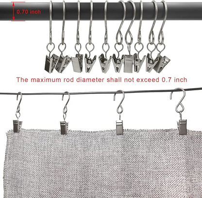 Stainless Steel S Hooks Curtain Clips, 50 Pack Hanging Party Lights Clips, Hangers Gutter Photo, Art Craft Display, 3 Inch Long, Silver