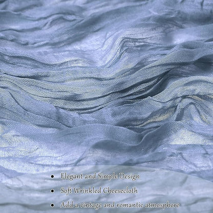 6-Pack Dusty Blue Cheesecloth Table Runners – 10FT (35x120 Inch) Boho Rustic Gauze Fabric Cheese Cloth Table Runner for Weddings, Baby Showers, Bridal Shower, Farmhouse & Birthday Party Decor