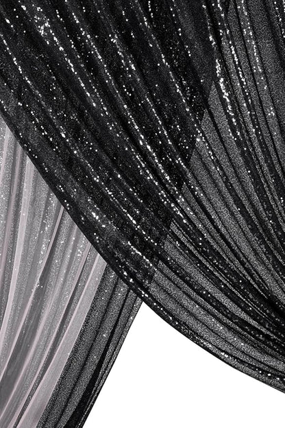 Black Sequin Backdrop 8ft x 8ft Glitter Photo Booth Black Backdrop Curtains