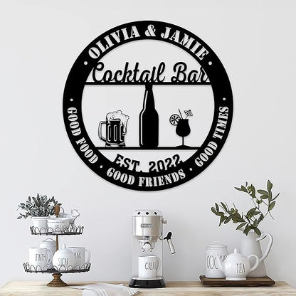 Personalized Cocktail Bar Metal Sign LED Lights, Cocktail Sign, Drinking Lounge, Cocktail Lovers Gift, Father Day Gift, Bar Decor for Home