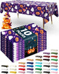 Pureegg Plastic Table Cloth Disposable 10 Pack, 54 x 108 Inch Table Cloths, Vampire Party Decorations, Halloween Tablecloths, Rectangle, Plastic Cover, Leakproof & Sturdy, Halloween Purple