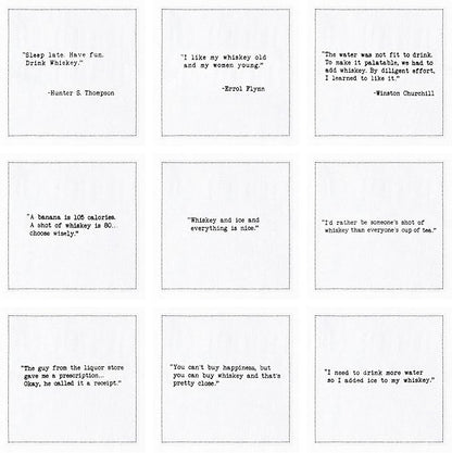 FIVE STAR NAPKINS Whiskey Quotes Cotton Cocktail Napkins, Beverage Napkin, Bar Party Small Napkins,Napkins for Events,Holidays,Weddings,Parties 4.5''x4.5''-Single Use(50x) Disposable