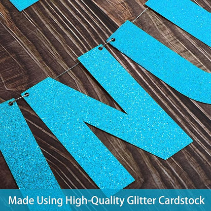 TaoBary 112 Pcs DIY Letter Kit Glitter Customizable Banner Letters Include 107 Letters and Numbers 3 Rope and 2 Needles for Birthday Halloween Christmas Wedding Valentine Party Decor(Baby Blue)