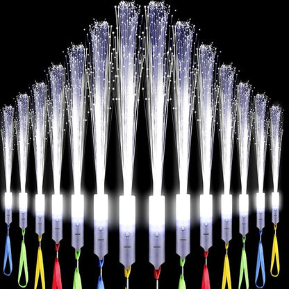 100 Pcs White Fiber Optic Wands Bulk Wedding Sparklers Party Favors LED Light Glow Sticks with 3 Modes Long Flashing Glow for Birthday Wedding Bridal Shower Glow in the Dark Party Favors