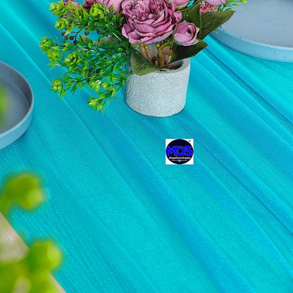 MDS Halloween Chiffon Table Runner - 15 Pack, 29 x 170 Inches, 14ft Each - Sheer Spooky Table Runners for Haunted House Parties, Trick-or-Treat Tables, Witchy Décor, Wedding & Events - Turquoise