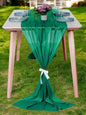 MDS 20 Pack 10ft Chiffon Table Runner 29 x 120 Inches Sheer Wedding Runner Romantic Rustic Table Runner for Wedding Decorations, Birthday Parties, Bridal Shower Party Arch Decor - Emerald Green