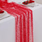 Snowkingdom Red Christmas Table Runner 10 FT, Glitter Metallic Foil Sheer Tulle Cheesecloth Gauze Runner 120 Inch, Red Table Centerpieces Decoration for Wedding Birthday Party Holiday