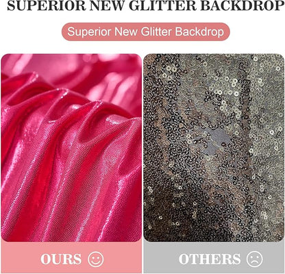 20x10ft Thick Hot Pink Glitter Backdrop Curtain Panels for Parties, Wrinkle Free Sequin Sparking Photo Backdrop Drapes, 4 Panels 5x10ft Shimmer Back Drop Cloth for Wedding Birthday Photography