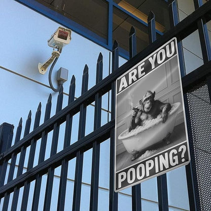 Bathroom Decor Wall Art – Funny Chimpanzee in Bathtub Tin Sign, 8x12 Inch Black and White Vintage Metal Wall Art, Humorous Animal Bathroom Sign for Restroom or Farmhouse (Sign-030)