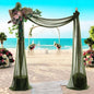 MDS Halloween Chiffon Draping Fabric - 2 Panel, 30" Wide x 50ft Long - Sheer Spooky Arbor & Canopy Drapery for Haunted House Backdrops, Party Ceilings, DIY Costumes & Themed Events - Olive Green